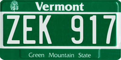 VT license plate ZEK917