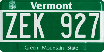 VT license plate ZEK927