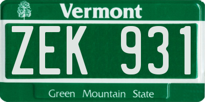VT license plate ZEK931