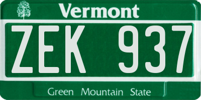 VT license plate ZEK937