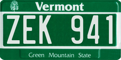 VT license plate ZEK941