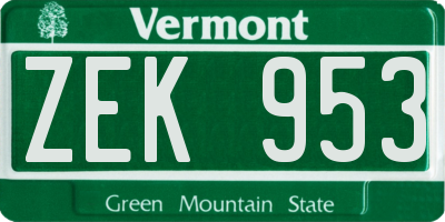 VT license plate ZEK953