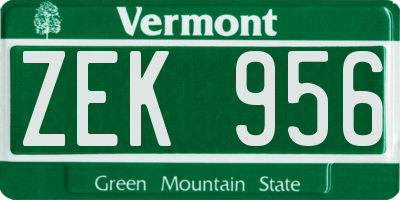 VT license plate ZEK956
