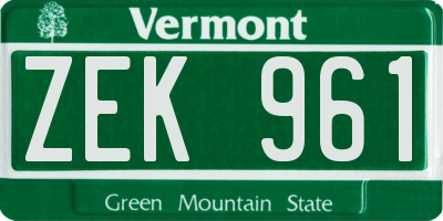 VT license plate ZEK961