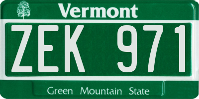 VT license plate ZEK971