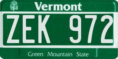 VT license plate ZEK972