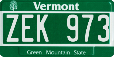 VT license plate ZEK973