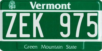 VT license plate ZEK975