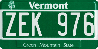 VT license plate ZEK976