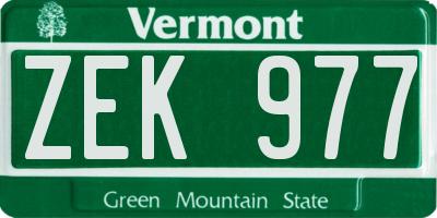 VT license plate ZEK977