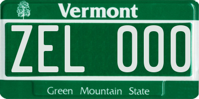 VT license plate ZEL000