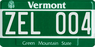 VT license plate ZEL004
