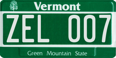 VT license plate ZEL007