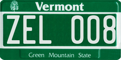 VT license plate ZEL008