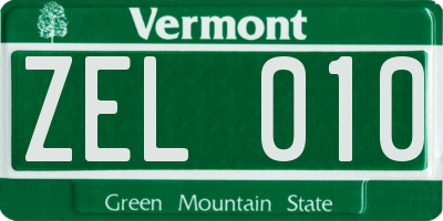 VT license plate ZEL010