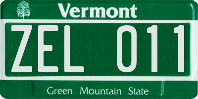 VT license plate ZEL011