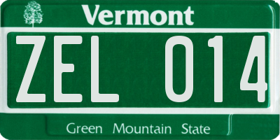 VT license plate ZEL014
