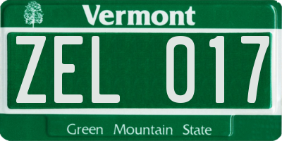 VT license plate ZEL017