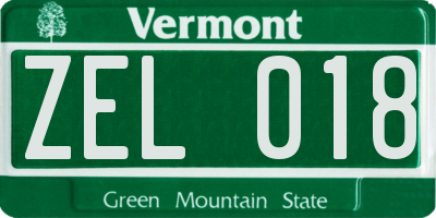 VT license plate ZEL018