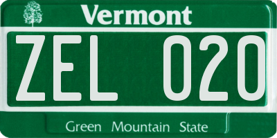 VT license plate ZEL020