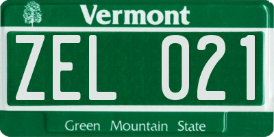 VT license plate ZEL021