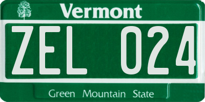 VT license plate ZEL024