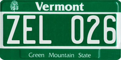 VT license plate ZEL026