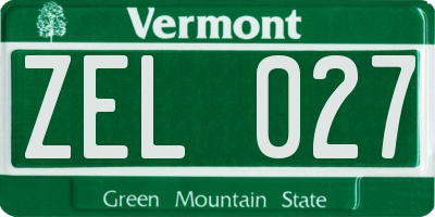 VT license plate ZEL027