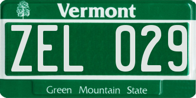 VT license plate ZEL029