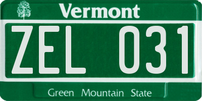VT license plate ZEL031