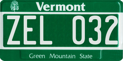 VT license plate ZEL032