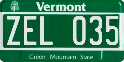 VT license plate ZEL035