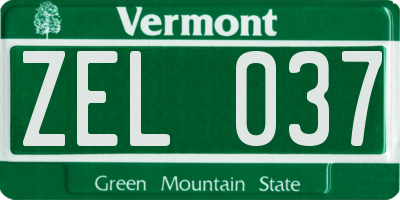 VT license plate ZEL037