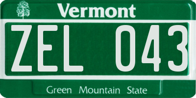 VT license plate ZEL043