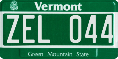 VT license plate ZEL044