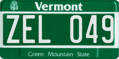 VT license plate ZEL049