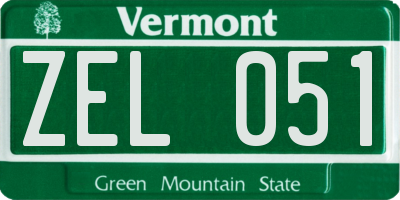 VT license plate ZEL051