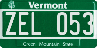 VT license plate ZEL053