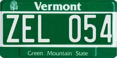 VT license plate ZEL054