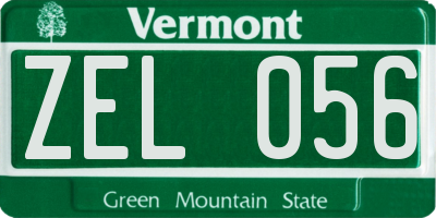 VT license plate ZEL056