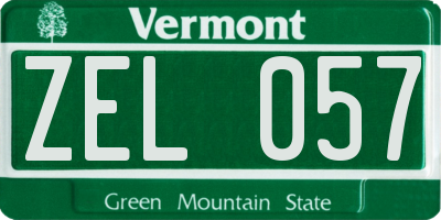 VT license plate ZEL057