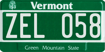 VT license plate ZEL058