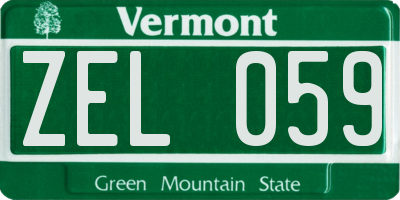 VT license plate ZEL059