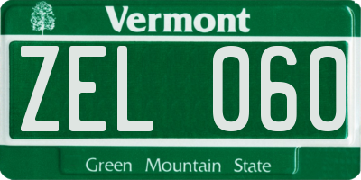 VT license plate ZEL060