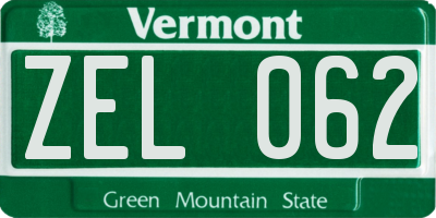 VT license plate ZEL062