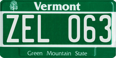 VT license plate ZEL063