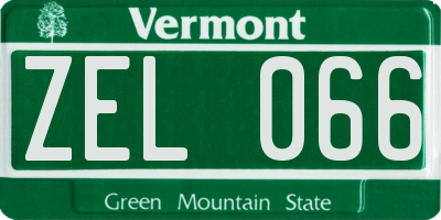 VT license plate ZEL066