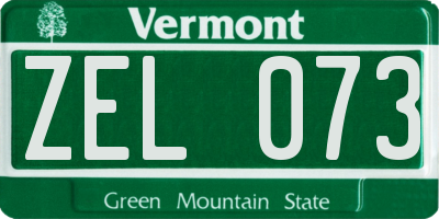 VT license plate ZEL073
