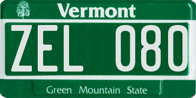 VT license plate ZEL080