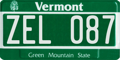 VT license plate ZEL087